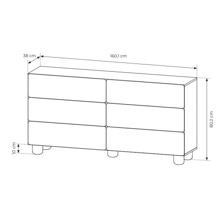 Komoda 160 cm 6 szuflad LUGO dąb vicenza